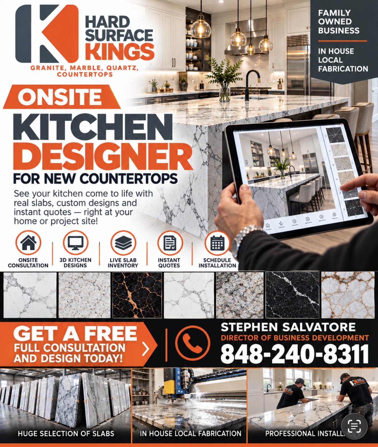 Onsite kitchen designer and countertop consultation
